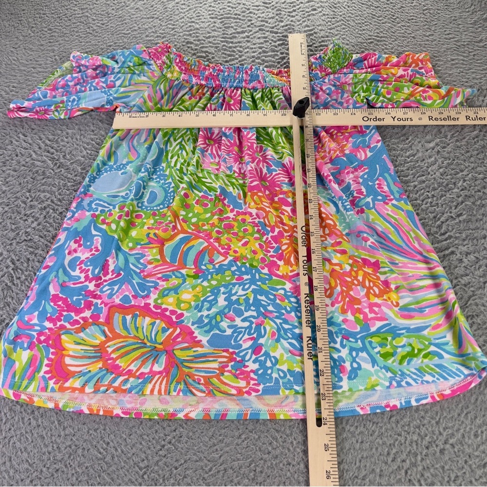 Lilly Pulitzer Off the Shoulder Top Womens XS Lovers Coral Stretch Colorful - Picture 6 of 6